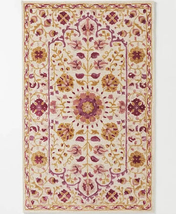 TALI Luxury Hand-Tufted Wool Rug with Classic Floral Pattern and Elegant Border Work