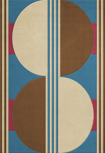 Contemporary Hand-Tufted  Wool Mezza Confetto Rug with Bold Circular and Stripe Pattern