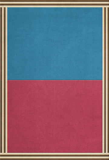 Modern Color-Block Hand-Tufted  Wool Doppio Rossa Area Rug with Clean Border Design