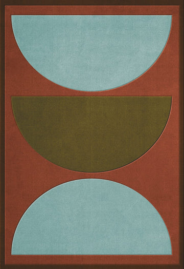 Minimalist Hand-Tufted Coppa Canella Wool Area Rug with Modern Curved Geometry