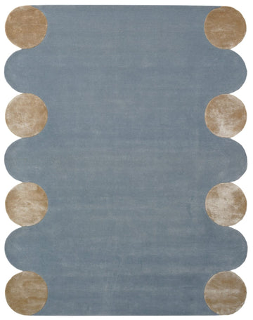 Modern Abstract Hand-Tufted Marseille Sky  Wool Area Rug with Soft Organic Curves