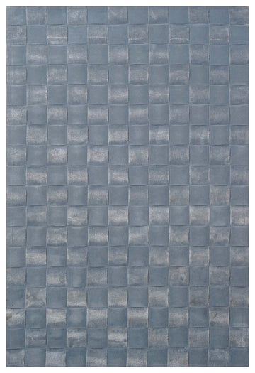 Luxury Hand-Tufted Vicenza Sky Wool Rug with Textured Square Weave Effect