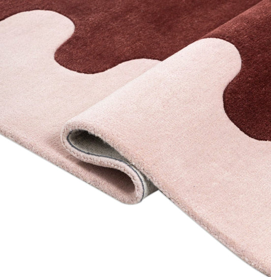 Premium Hand-Tufted Wool And Silk Billy Pink Area Rug with Sculptural Organic Edges