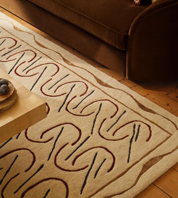 Minimalist Abstract Hand-Tufted Wool Paynes Rug with Hand-Drawn Style Lines