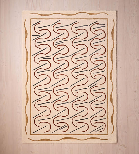 Minimalist Abstract Hand-Tufted Wool Paynes Rug with Hand-Drawn Style Lines