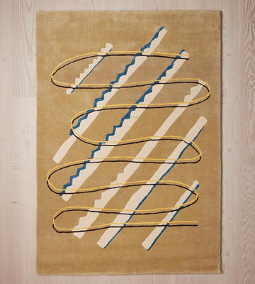 Modern Artistic Hand-Tufted Wool Rambla Rug with Abstract Linework