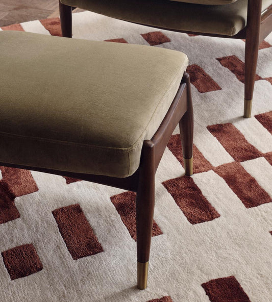 Contemporary Hand-Tufted Wool Raya Rug with Bold Geometric Block Design