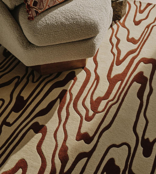 Minimal Contemporary Hand-Tufted Wool Griffiths Rug with Raised Line Texture