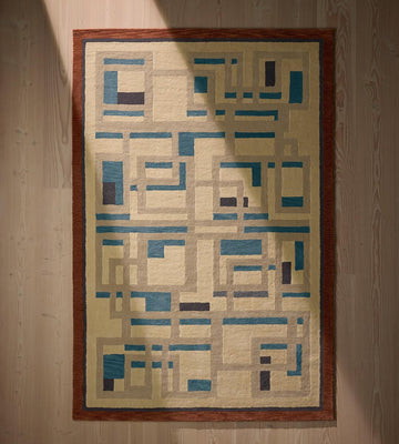 Modern Abstract Hand-Tufted Wool Telde Rug with Clean Grid Detailing