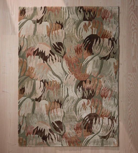 Modern Hand-Tufted Wool Area Liz Rug with Abstract Floral Motif