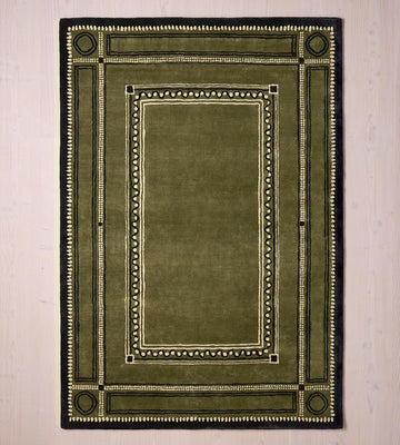 Classic Hand-Tufted Wool Area Bayonne Rug with Framed Geometric Border