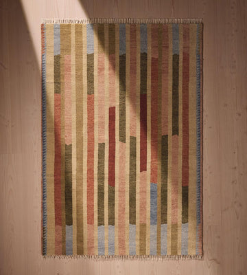 Ovington Modern Striped Hand-Knotted Wool Area Rug in Soft Earthy Tones