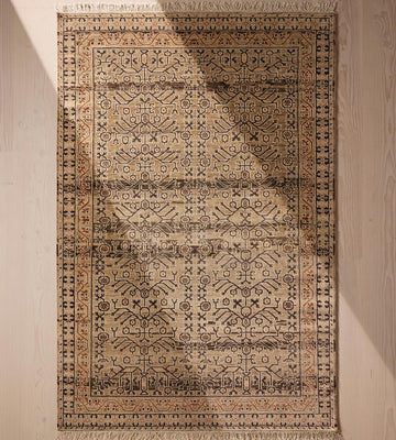 Jimmy Traditional Hand-Knotted Wool Area Rug in Warm Neutral Tones