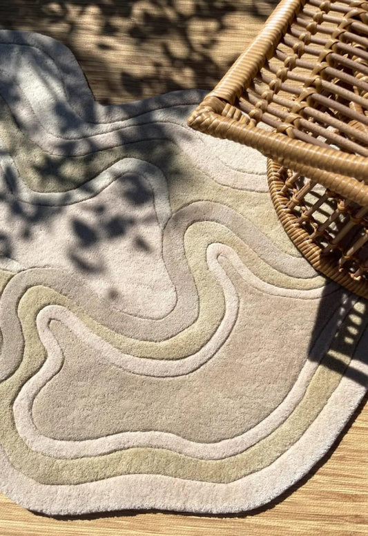 Modern Freeform Hand-Tufted Wool Rug with Sculpted Organic Pattern