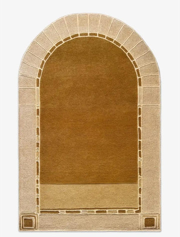Modern Arch-Shaped Hand-Tufted Wool Area Rug with Textured Border