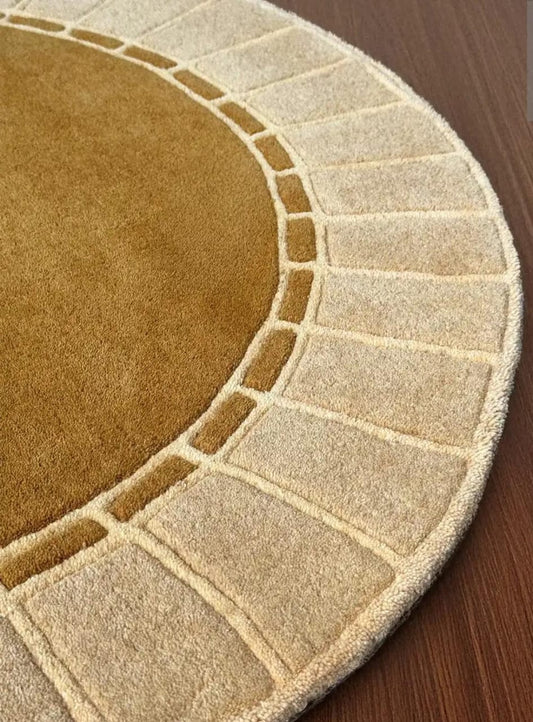 Modern Arch-Shaped Hand-Tufted Wool Area Rug with Textured Border