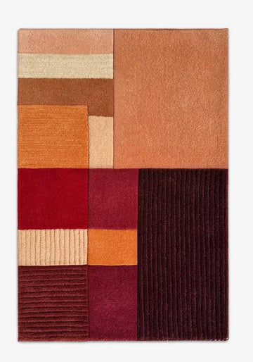 Modern Geometric Hand-Tufted Wool Area Rug in Warm Earthy Tones