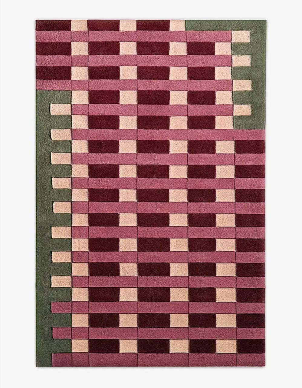 Contemporary Grid Pattern Hand-Tufted Wool Rug in Rich Tones