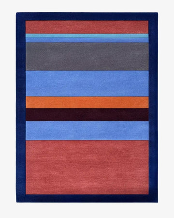 Modern Horizontal Stripe Hand-Tufted Wool Area Rug