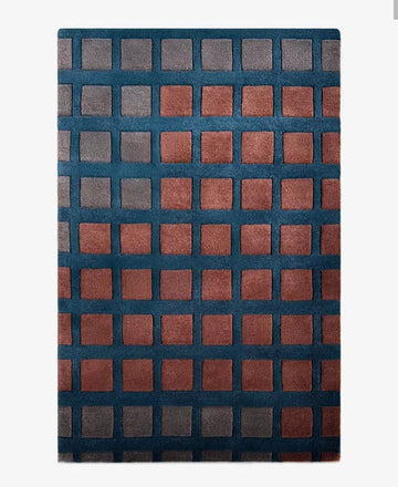 Geometric Square Pattern Hand-Tufted Wool Area Rug