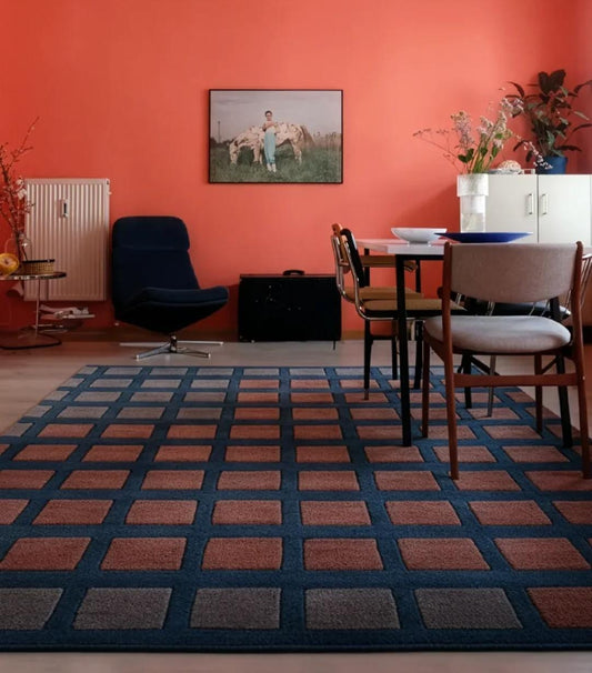 Geometric Square Pattern Hand-Tufted Wool Area Rug