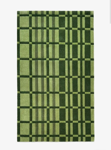 Geometric Check Pattern Hand-Tufted Wool Area Rug