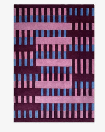 Designer Geometric Stripe Pattern Hand-Tufted Wool Rug for Modern Interiors
