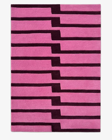 Modern Stepped Zigzag Pattern Hand-Tufted Wool Area Rug for Contemporary Interiors