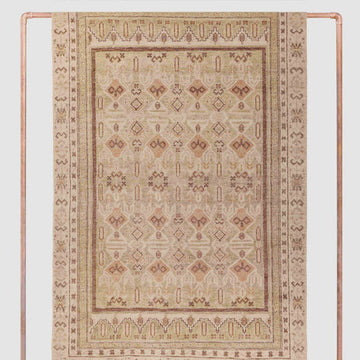 Evelyn Hand-Knotted Wool Rug with Soft Tribal Geometric Pattern in Beige & Sand Tones