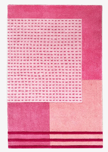 Contemporary Color-Block Hand-Tufted Wool Rug with Textured Center