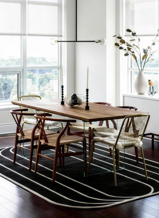 Minimalist Line Pattern Hand-Tufted Wool Area Rug