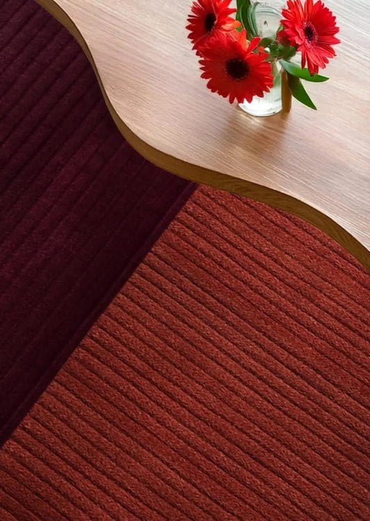 Minimalist Ribbed Pattern Hand-Tufted Wool Area Rug
