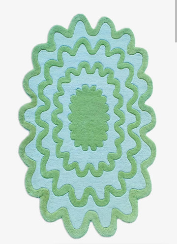 Wavy Scalloped Hand-Tufted Wool Area Rug