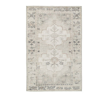 Aurelia Hand-Knotted Wool Rug with Soft Faded Medallion Design