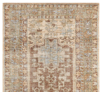 Arlet Hand-Knotted Wool Rug with Softly Distressed Traditional Pattern