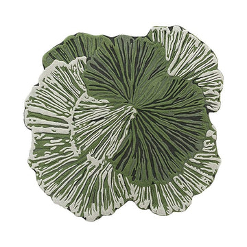 Botanical Leaf Inspired Sculpted Hand-Tufted Wool Area Rug with Organic Freeform