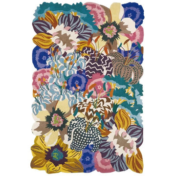 Luxury Multicolor Abstract Floral Hand-Tufted Wool Area Rug with Artistic Garden Composition