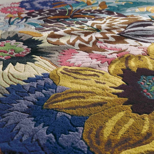 Luxury Multicolor Abstract Floral Hand-Tufted Wool Area Rug with Artistic Garden Composition
