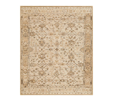 Marisol Hand-Knotted Wool Rug with Subtle Geometric Pattern in Warm Beige & Sand
