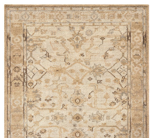 Marisol Hand-Knotted Wool Rug with Subtle Geometric Pattern in Warm Beige & Sand