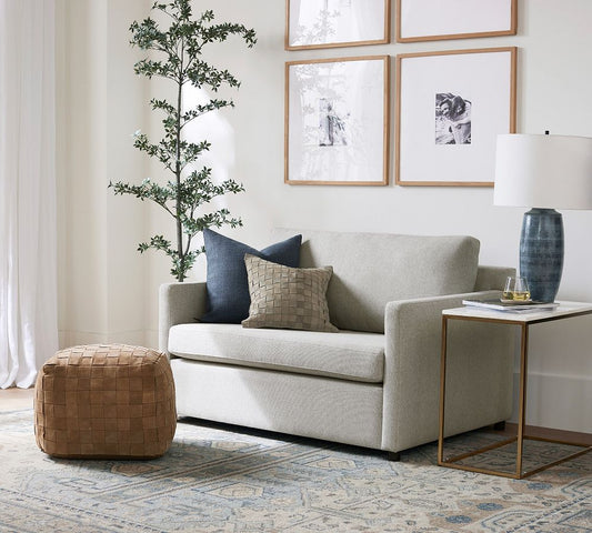 Nicolette Hand-Knotted Wool Rug with Soft Traditional Motifs in Blue and Beige