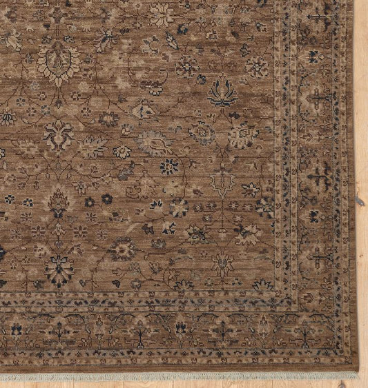 Landon Hand-Knotted Wool Area Rug with Classic Floral Pattern
