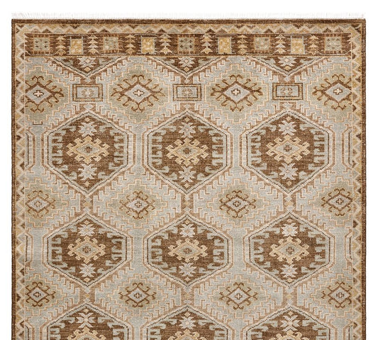 Dupree Hand-Knotted Wool Area Rug in Neutral Beige & Warm Brown Tones