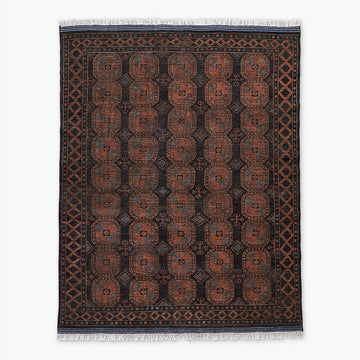 Pascala Hand-Knotted Wool Area Rug in Dark Brown & Rust Tones