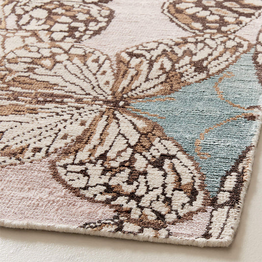 Papillio Hand-Knotted Wool Rug with Elegant Butterfly Pattern