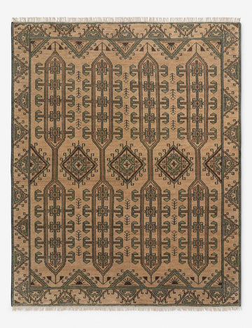 Vishal Hand-Knotted Wool Rug with Tribal Column Motif Design
