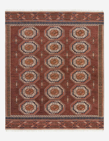 Emeric Hand-Knotted Wool Rug with Repeating Tribal Medallion Pattern