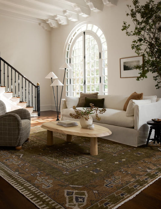 Tahj Hand-Knotted Wool Rug with Tribal Medallion Pattern