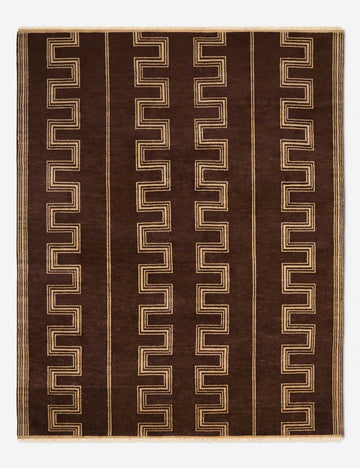 Hand-Knotted Wool Rug – Naman Modern Tribal Zigzag in Rich Earth Tones