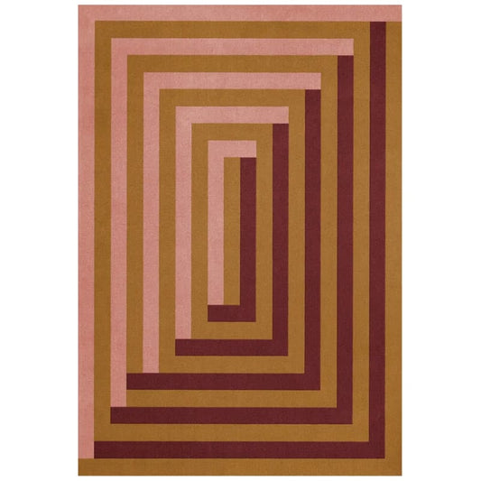 Luxury Modern Hand-Tufted Wool Area Rug with Architectural Step Pattern